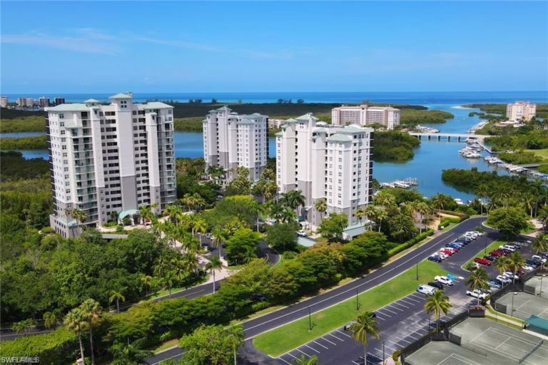 Drone photo of Bequia at Cove Towers condominiums in Naples, Florida