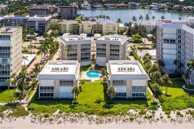 Drone view of the condos at Breakers in Moorings, Naples, FL