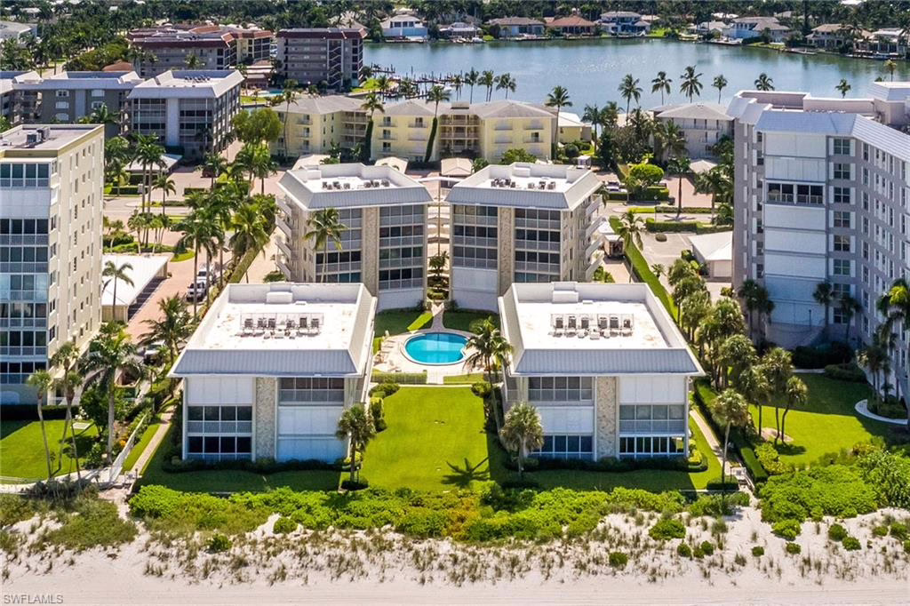 Drone view of the condos at Breakers in Moorings, Naples, FL