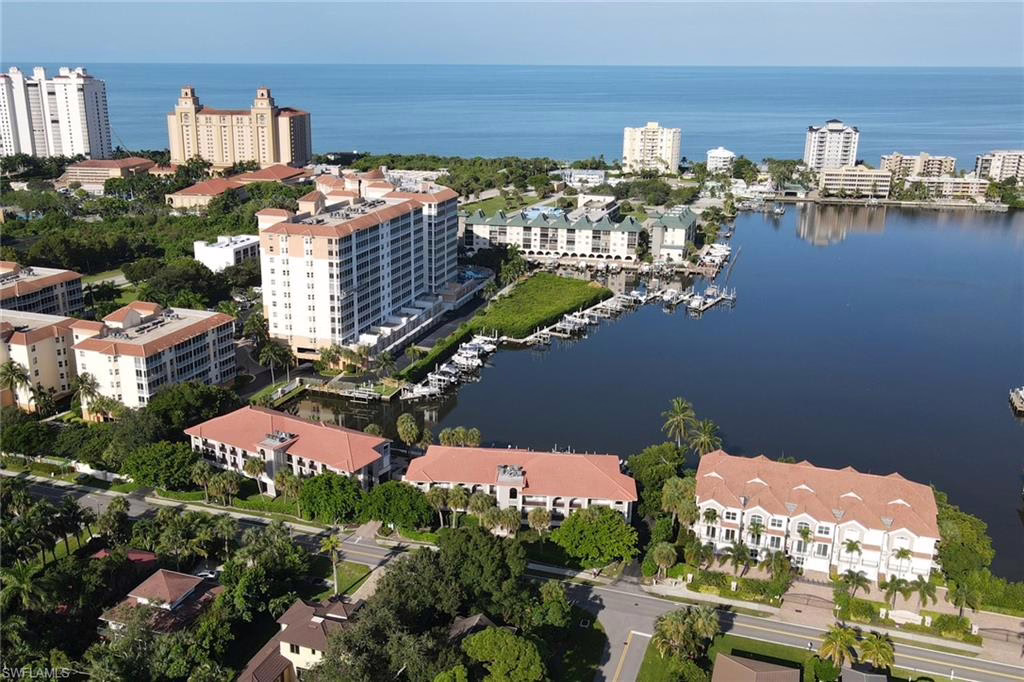 Drone photo of Chateau Vanderbilt condominiums in Naples, Florida