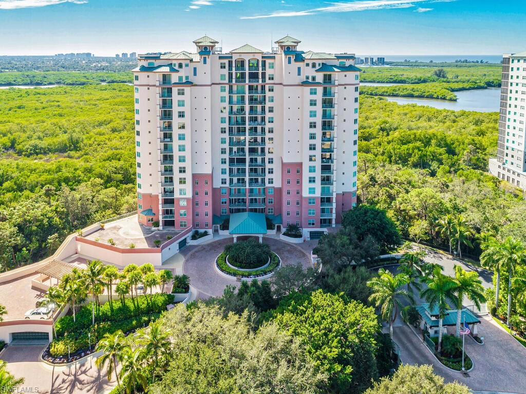 Drone photo of Montego at Cove Towers condominiums in Naples, Florida