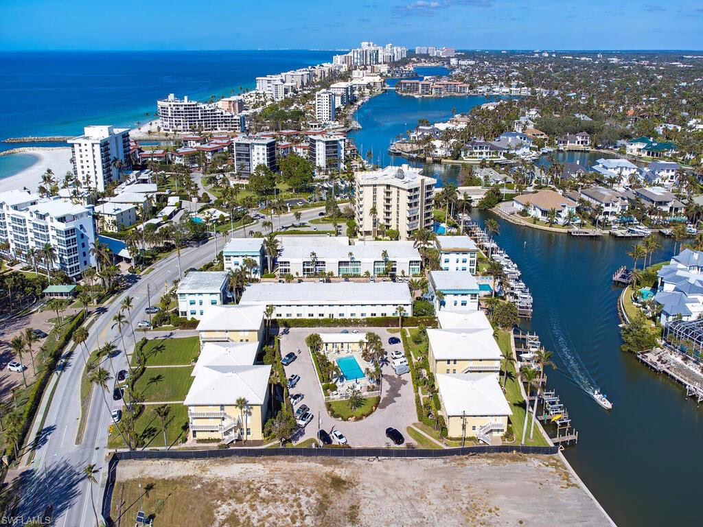 Drone aerial view of Park Colony Club Moorings