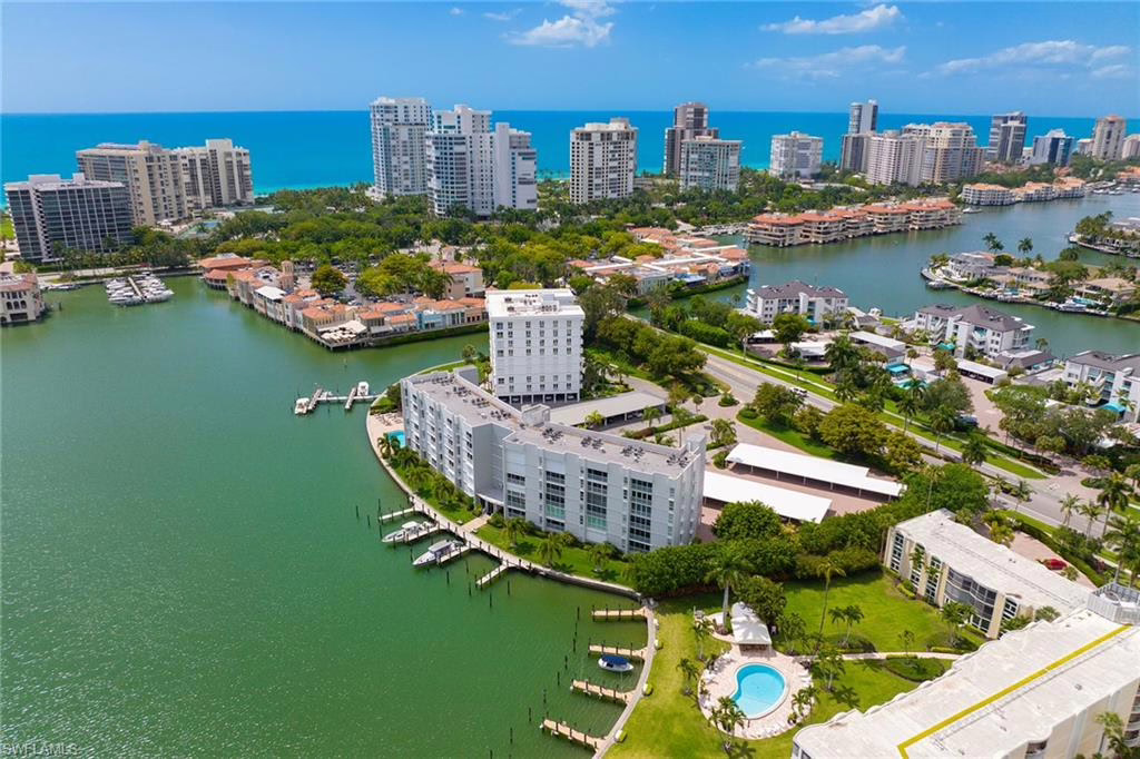Drone photo of Pelican Point condominiums in Naples, Florida