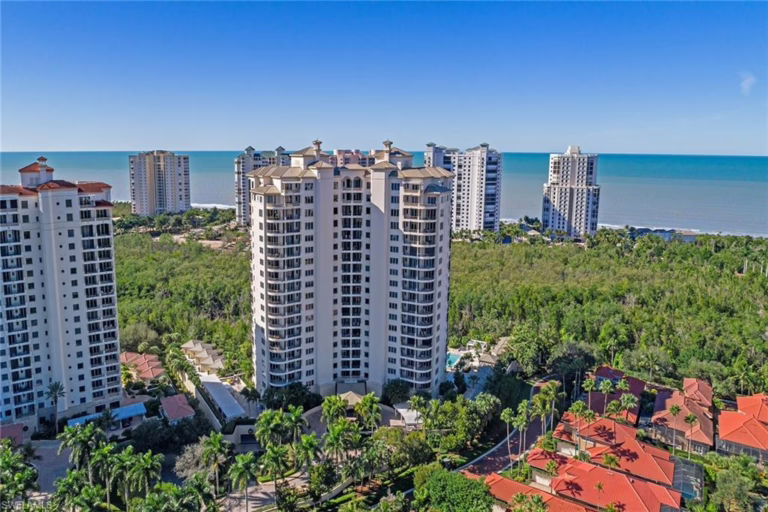 Drone photo of Salerno at Bay Colony condominiums in Naples, Florida
