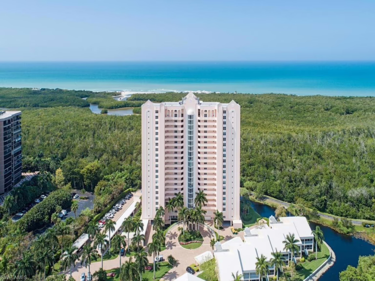Drone photo of St Maarten condominiums in Naples, Florida