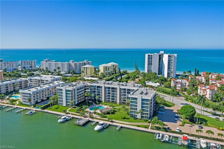 Drone photo of Venetian Cove Club condominiums in Naples, Florida