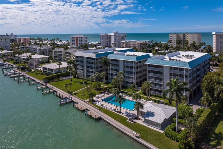 Drone photo of Windsor Court condominiums in Naples, Florida